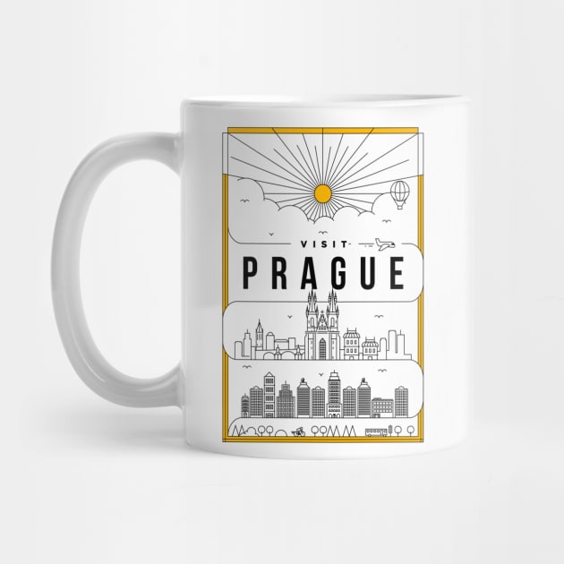 Prague Minimal Lineal Poster by kursatunsal